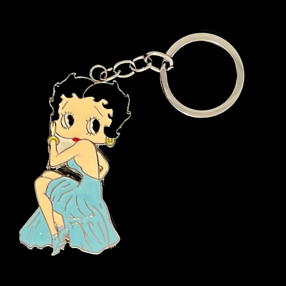 Vintage Betty Boop Keychain – Light Blue Dress Pin-Up Style